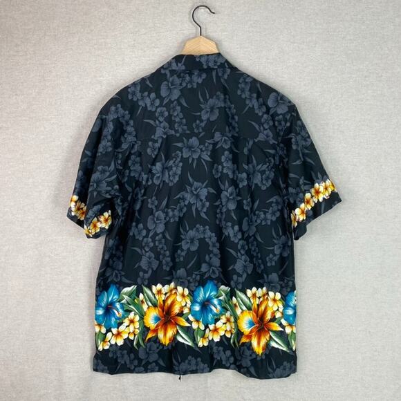 Vintage Good Vibes Mens Button Up Hawaiian Shirt Size L Tropical Floral Surfer - Picture 5 of 8